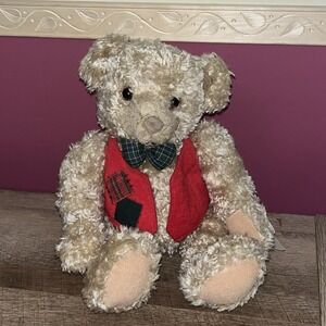 Vintage Hallmark 1995 Tyler Teddy Bear Christmas Plush Holiday Vest Bowtie Toy